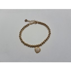 Bracciale  pallinato  argento 925-Cuore Giallo