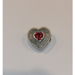Bead Cuore Granulato Rosso