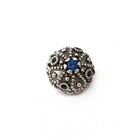 Bead Copuletta Croce pietra blu