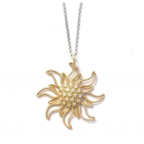 Collana Sole 2 Zirconi Giallo