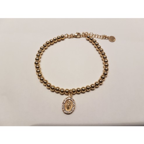 Bracciale  pallinato  argento 925 Madonnina Gialla