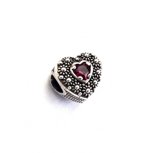Bead Cuore Nuorese Pietra Rossa