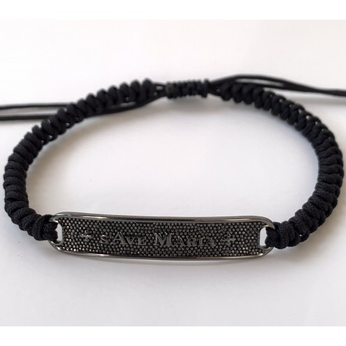 Bracciale piastra con scritta s’Ave Maria Nero 