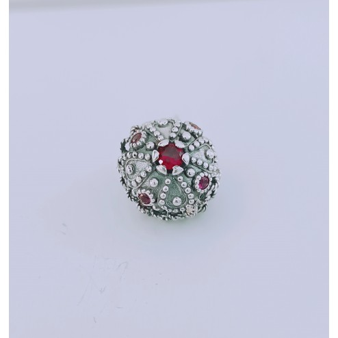 Bead Copuletta Croce pietra rossa