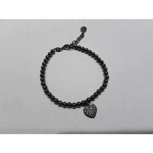 Bracc.iale  pallinato  argento 925-Cuore Nero