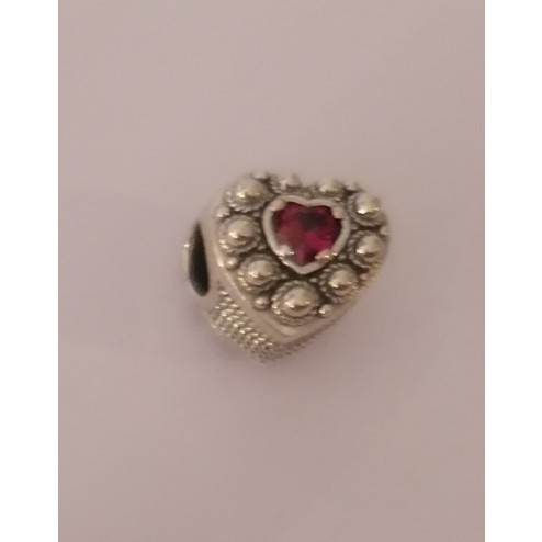 Bead Cuore Campidanese Pietra Rossa