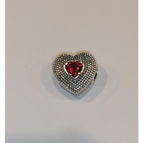 Bead Cuore Granulato Rosso
