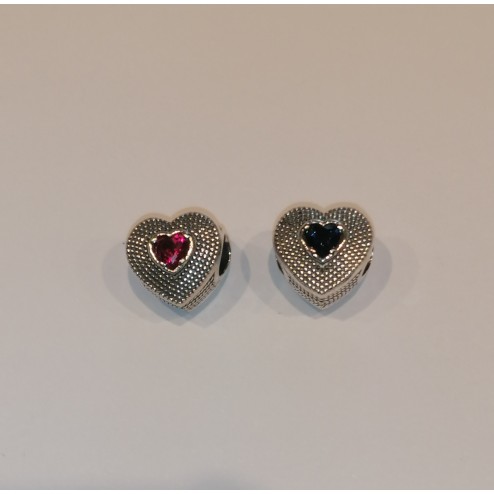 Bead Cuore Granulato  Rosso e Blù