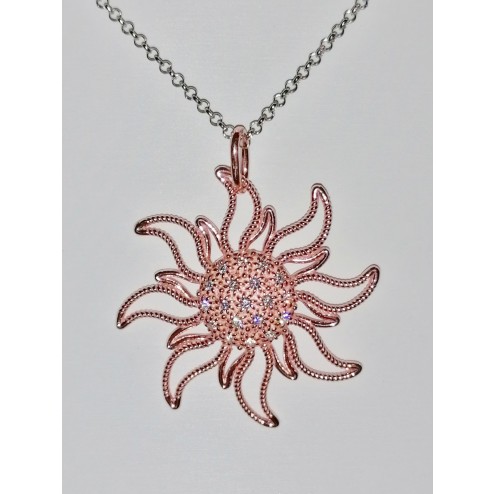 Collana Sole 1 Zirconi rosa