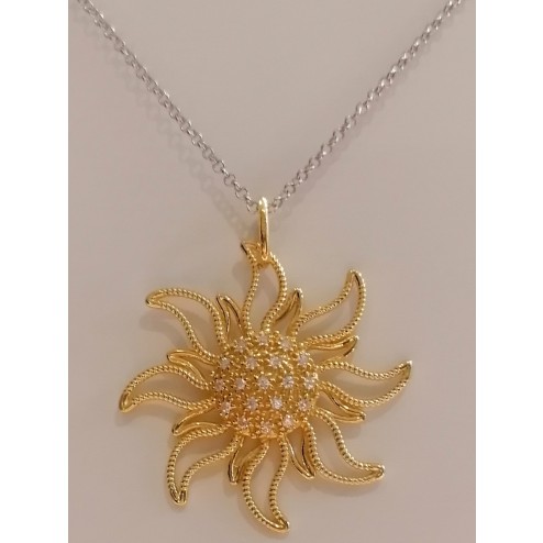 Collana Sole 1 Zirconi gialla 