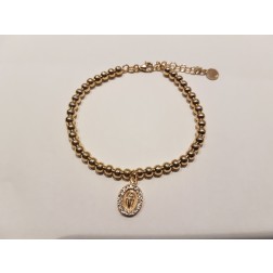 Bracciale  pallinato  argento 925 Madonnina Gialla