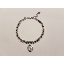 Bracciale  pallinato  argento 925 Madonnina Bianco