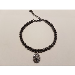 Bracciale  pallinato  argento 925 Madonnina Nero