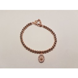 Bracciale  pallinato  argento 925 Madonnina Rosa