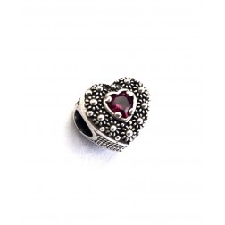 Bead Cuore Nuorese Pietra Rossa