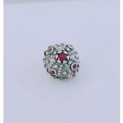 Bead Copuletta Croce pietra rossa