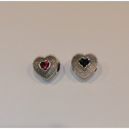 Bead Cuore Granulato  Rosso e Blù