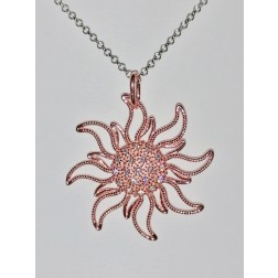 Collana Sole 1 Zirconi rosa