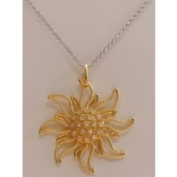 Collana Sole 1 Zirconi gialla 